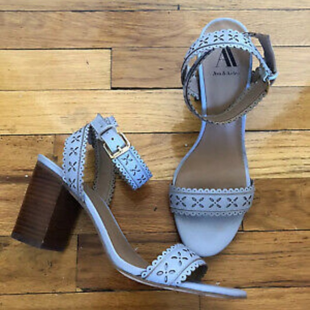 Ava & Auden T-Strap White Leather Sandals